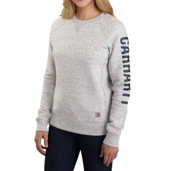 NWT CARHARTT RELAXED gray CREW NECK LOGO SWEATSHIRT women’s  S - Picture 1 of 7